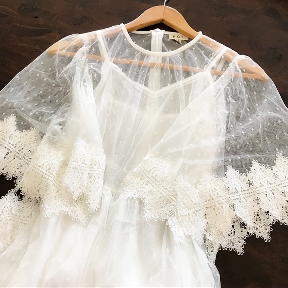 1 Left!/MAGGIE/ 5⭐️ White Ruffled Lace Tunic Dress - Picture 7 of 8